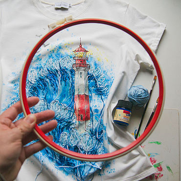 Одежда ручной работы. Ярмарка Мастеров - ручная работа Футболка Маяк. Handmade.