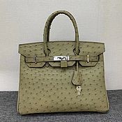 Сумки и аксессуары handmade. Livemaster - original item Classic bag, made of genuine ostrich leather, in beige color!. Handmade.