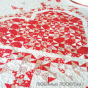 Для дома и интерьера handmade. Livemaster - original item Patchwork bedspread LOVE red white. Handmade.