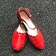 sandals: Floral sandals red brick black smooth sole. Slingbacks. Hitarov (Hitarov). My Livemaster. Фото №6