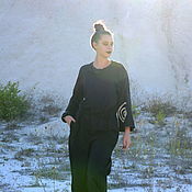 Одежда handmade. Livemaster - original item Copy of Black Linen Jumpsuit «Nadja». Handmade.