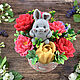 Soap bouquet in a glass With a gray bunny, Soap, Moscow,  Фото №1