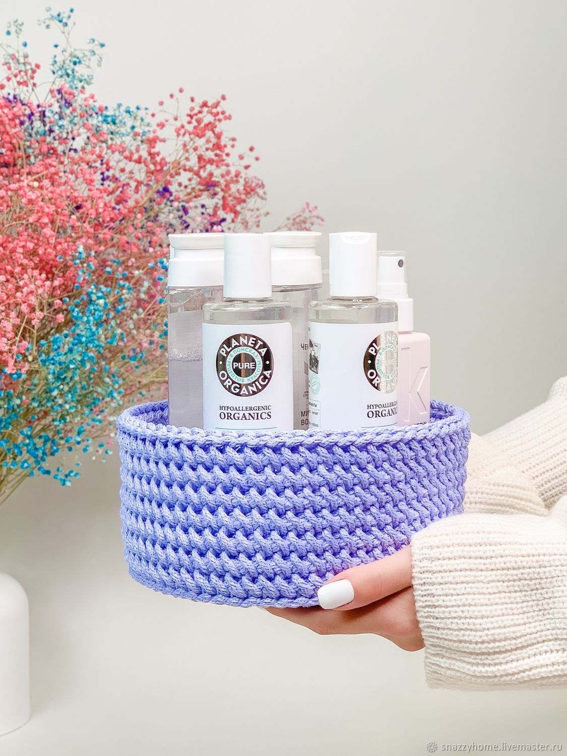 Корзинка для хранения / органайзер для косметики / плетёная корзина в ...