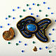 Brooch bead embroidery Magic fish blue black, Brooches, Novosibirsk,  Фото №1