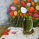 Oil painting flowers tulips colorful bouquet in vase. Pictures. Art Gallery by Natlya Zhdanova. My Livemaster. Фото №5