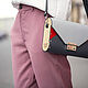Leather and wood letter bag grey with red Morocco. Classic Bag. Mart Bags (martbags). My Livemaster. Фото №5