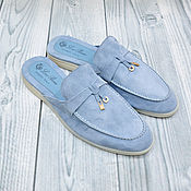 Обувь ручной работы handmade. Livemaster - original item Clogs made of natural suede, in blue color!. Handmade.