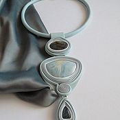 Jewelry set: Pendant and bracelet with Volga agate