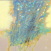 Картины и панно handmade. Livemaster - original item Painting Morning forest 70h70 cm (turquoise, yellow, ash). Handmade.