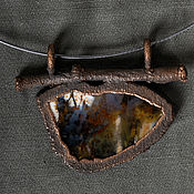 Украшения handmade. Livemaster - original item Copper pendant with moss agate and birch No. №2.. Handmade.