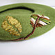 Beret for women with author's embroidery ROSE OLIVE. Berets. Juliya Laborera. My Livemaster. Фото №6