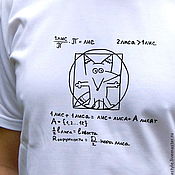 Мужская одежда handmade. Livemaster - original item Cool t-shirt Vitruvian Fox, white t-shirt with formulas. Handmade.