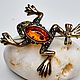 Brooch Frog with a bow on the leg, Brooches, Domodedovo,  Фото №1