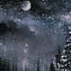 Заказать  "Зимняя ночь" Зимний пейзаж маслом на холсте. Живопись | Картины Карины Андреевой (kerrymoore). Ярмарка Мастеров. . Картины Фото №3