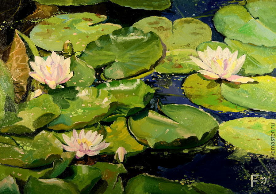 Oil painting on canvas. Water lilies, Pictures, Moscow,  Фото №1