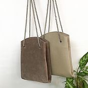 Сумки и аксессуары handmade. Livemaster - original item Small bag bag with chain made of genuine suede cappuccino color. Handmade.