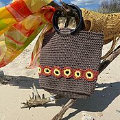 Сумки и аксессуары handmade. Livemaster - original item beach bag: Knitted bag Milk chocolate, cotton. Handmade.