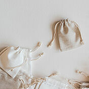 Свадебный салон handmade. Livemaster - original item 7h9cm. Set of 30pcs. Linen, beige and white pouches. Handmade.