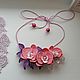  В розовых орхидеях. Колье. Knitted flowers. Интернет-магазин Ярмарка Мастеров.  Фото №2