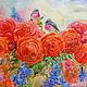 Розы акварелью Картина с птицами Розы картина Roses, Картины, Москва,  Фото №1