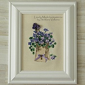 Картины и панно handmade. Livemaster - original item Spring flowers. Embroidered pattern. Ready. Miniature embroidery. Handmade.