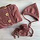 Вязаный комплект на 0-3 месяца. Комплект одежды для выписки. safina_knit. Ярмарка Мастеров.  Фото №4