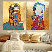 Картины и панно handmade. Livemaster - original item Gustav Klimt Kiss, Family (Dad, Mom, baby). diptych. Handmade.