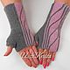 Knitted fingerless gloves gray pink. Mitts. UrbanStyleKnit (usknits). Online shopping on My Livemaster.  Фото №2