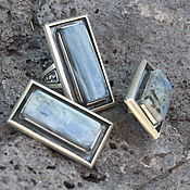 Украшения handmade. Livemaster - original item Rectang Jewelry Set with kyanite made of 925 silver ALS0013. Handmade.