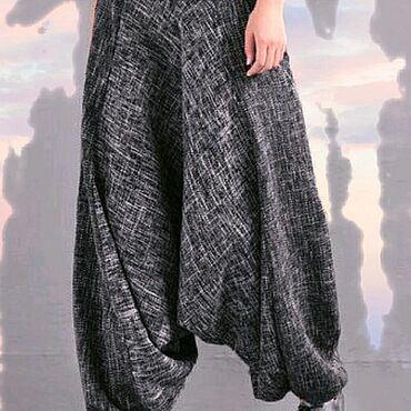 Vintage Thick Knitting Yoga Pants Plus Size Harem Pants for Woman in Black  One Size  Черные шаровары, Женские штаны, Брюки алладины