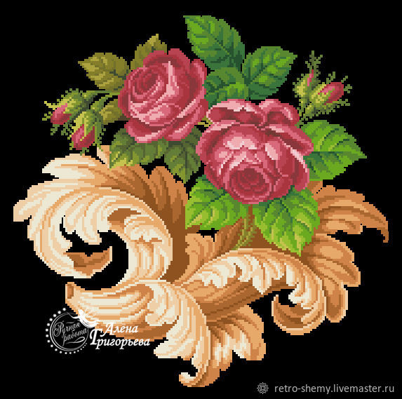 Схемы вышивки «белые розы»