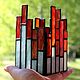 The city. Stained glass candle holder. Candlesticks. Glass Flowers. My Livemaster. Фото №4