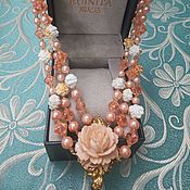 Винтаж handmade. Livemaster - original item Vintage Necklace Set with Rose and Clips. Handmade.