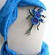 Brooch made of leather Corsage of cornflowers. Brooches. Shagree (Shagree). My Livemaster. Фото №5