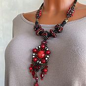 Украшения handmade. Livemaster - original item Luxury necklace, red and black jewelry with natural stones, boho. Handmade.