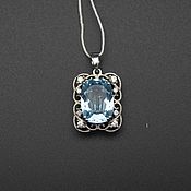 Украшения handmade. Livemaster - original item Silver pendant with blue topaz 14h10mm. Handmade.