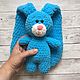 Вязаный плюшевый голубой зайчик. Мягкие игрушки. Tashas Handicraft. Интернет-магазин Ярмарка Мастеров.  Фото №2