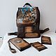 Juego de cuero grabado y pintado a medida, Backpacks, Noginsk,  Фото №1