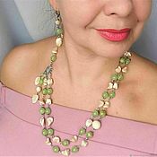 Украшения handmade. Livemaster - original item Copy of Green lawn set. Mother of Pearl Onyx Beads Earrings. Handmade.