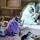 Заказать  картина масломс, 30-40 см,кошки, животные " Гость". Наталия Лазарева. Ярмарка Мастеров. . Картины Фото №3