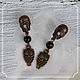 Earrings with a skull and black agate in bronze, Subculture decorations, Smolensk,  Фото №1