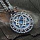 Оберег звезда Лады в солнце с древом - Серебро с фианитами (3 см), Медальон, Барнаул,  Фото №1