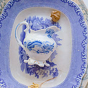 Antique porcelain poached egg with violets and gilding England