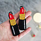 Embroidered earrings Red lipstick. Earrings. VisitingCINDERELLA. Online shopping on My Livemaster.  Фото №2