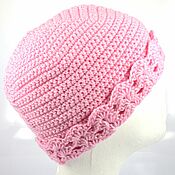 Knitted openwork hat made of linen