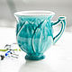 Turquoise flower. Cup handmade ceramics, Mugs and cups, Zhukovsky,  Фото №1