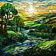 Painting Green Landscape. stained glass. buy painting artist, Pictures, St. Petersburg,  Фото №1