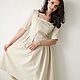 Romantic ivory woollen dress with lace, pleated skirt and sleeves, Dresses, Tomsk,  Фото №1