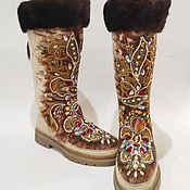 Обувь ручной работы handmade. Livemaster - original item boots: Felted boots with mink, walnut color. Handmade.