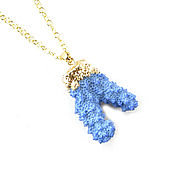 Украшения handmade. Livemaster - original item Cornflower blue pendant with coral on a chain, decoration on the neck. Handmade.